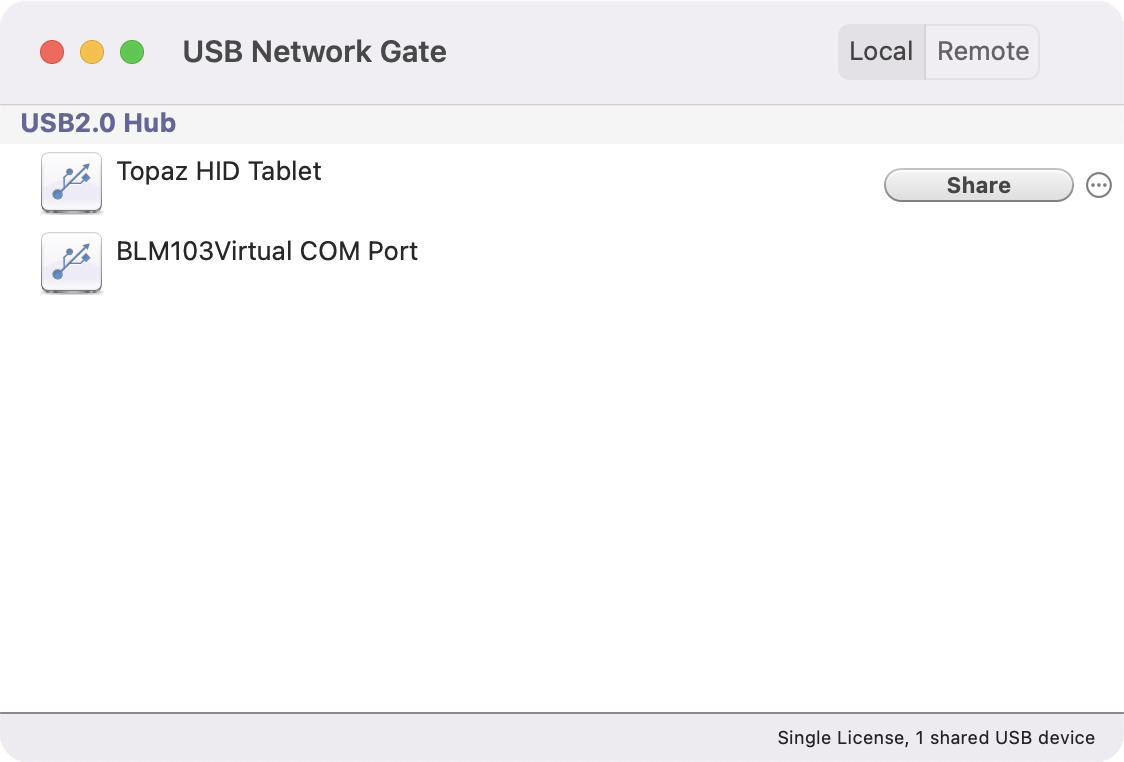 Aba Dispositivos USB locais